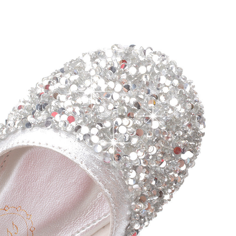 Sequins Girls Bow Flat Shoes