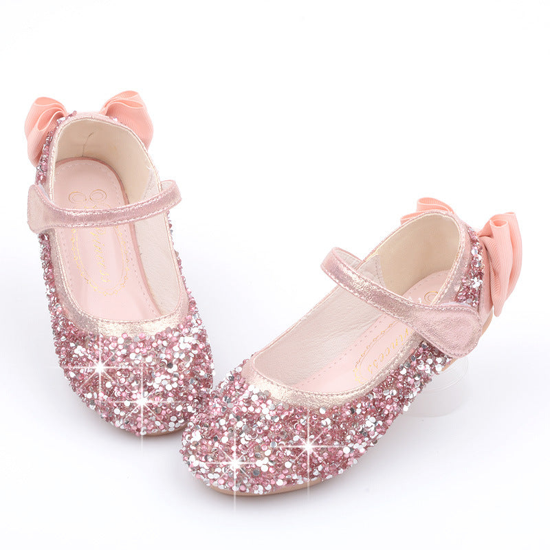 Sequins Girls Bow Flat Shoes