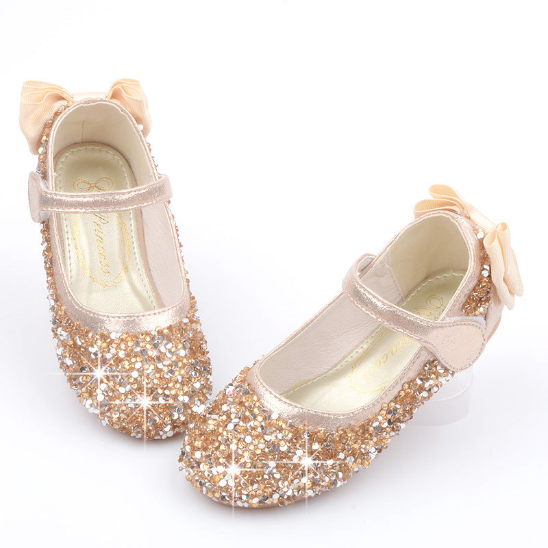 Sequins Girls Bow Flat Shoes