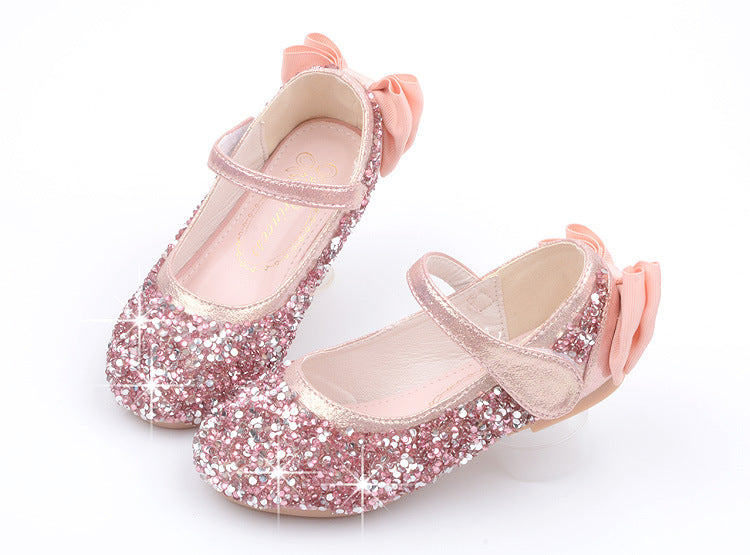 Sequins Girls Bow Flat Shoes