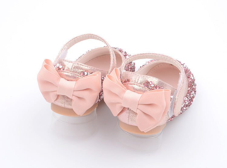 Sequins Girls Bow Flat Shoes