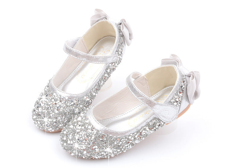 Sequins Girls Bow Flat Shoes