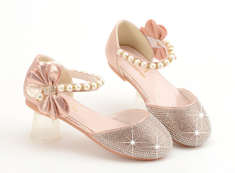 Girls Sequin Pearl Shoes