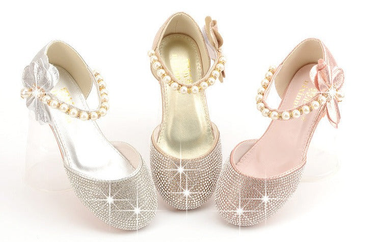 Girls Sequin Pearl Shoes