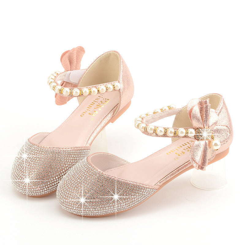 Girls Sequin Pearl Shoes