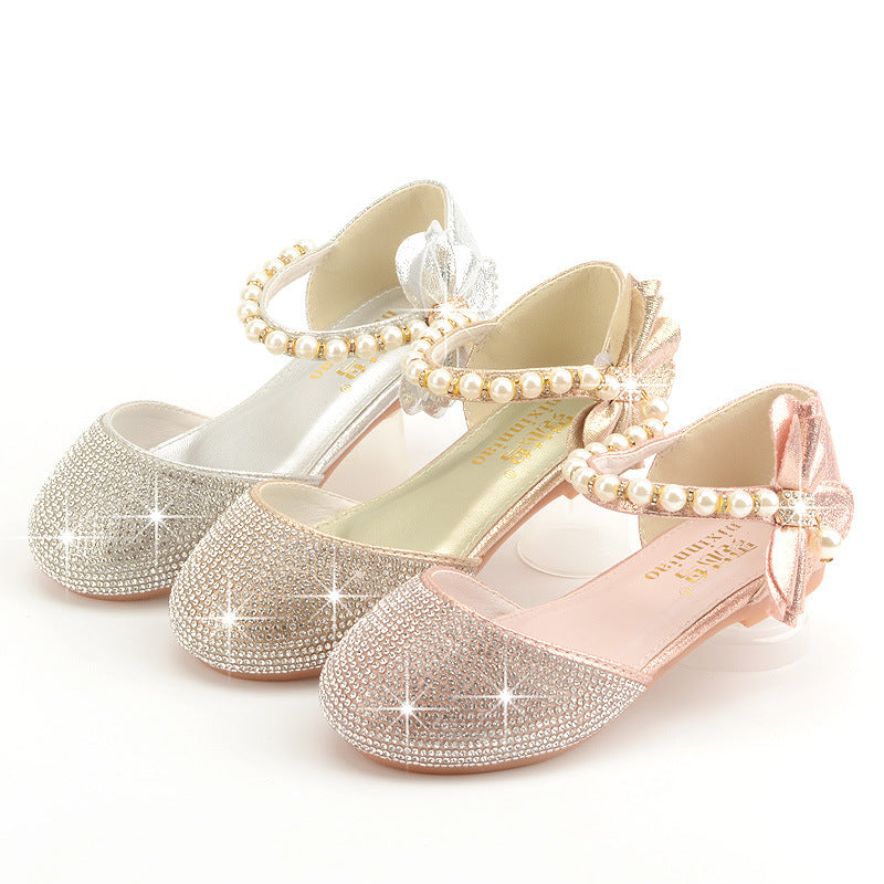 Girls Sequin Pearl Shoes