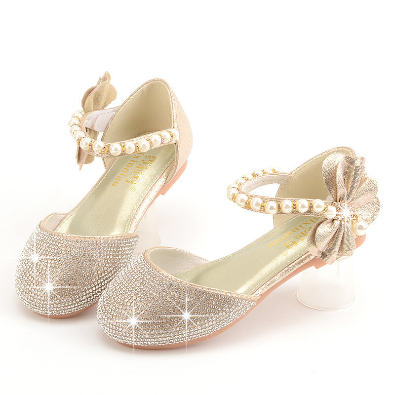 Girls Sequin Pearl Shoes