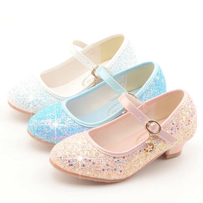 Girls Sequins Heel Shoes