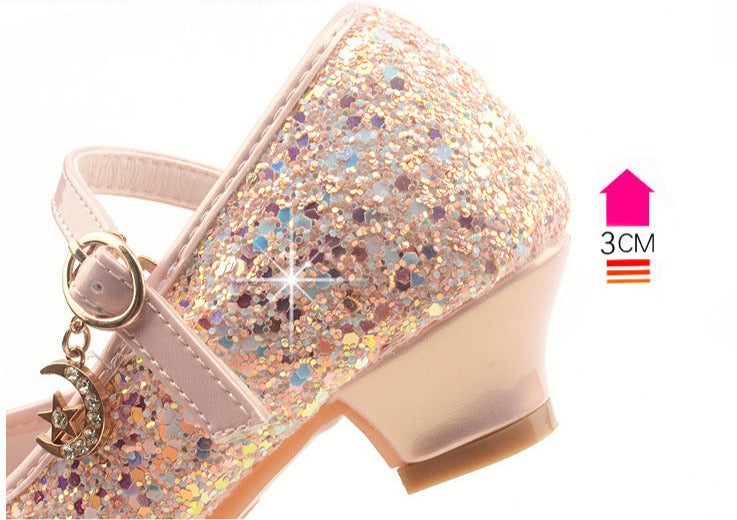 Girls Sequins Heel Shoes