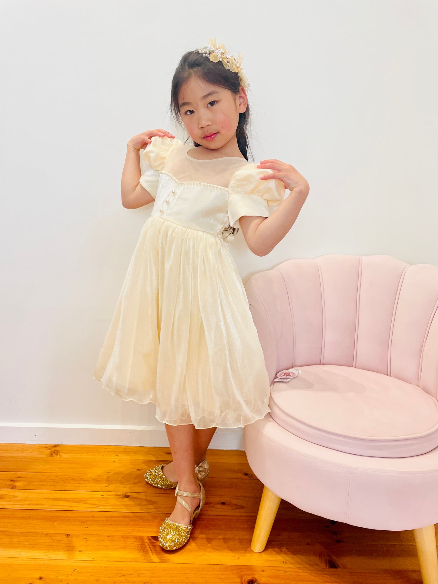 Puff Sleeves Flower Girl Dress