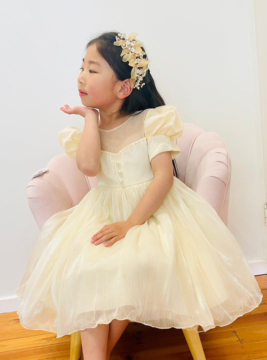 Puff Sleeves Flower Girl Dress