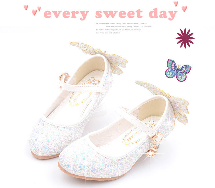 Girls Big Butterfly Heel Shoes