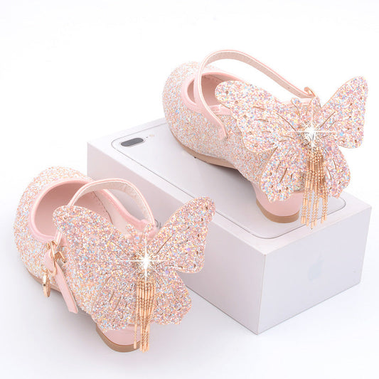 Girls Big Butterfly Heel Shoes