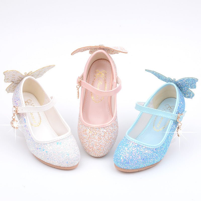 Girls Big Butterfly Heel Shoes