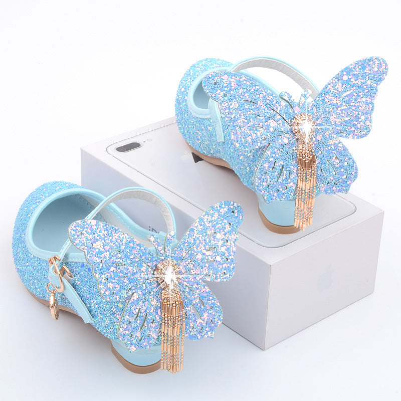 Girls Big Butterfly Heel Shoes