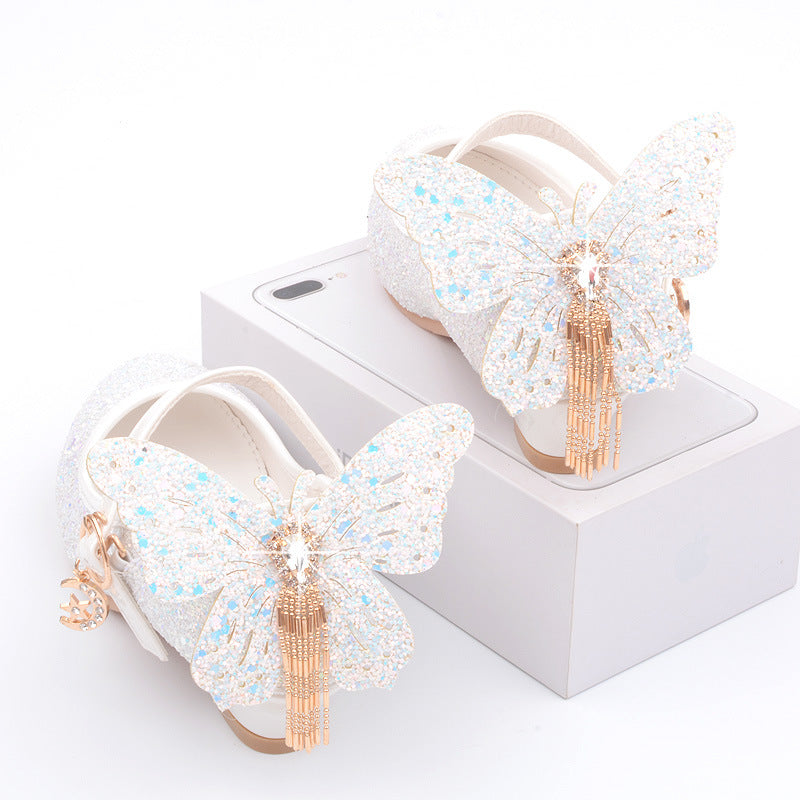 Girls Big Butterfly Heel Shoes