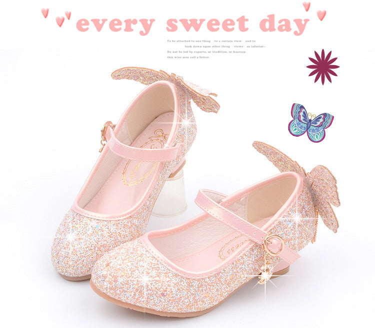 Girls Big Butterfly Heel Shoes