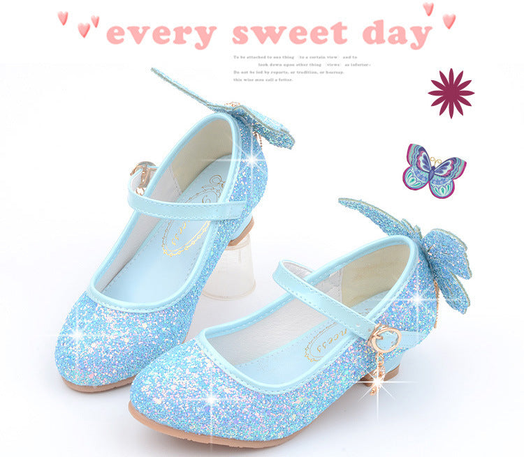 Girls Big Butterfly Heel Shoes