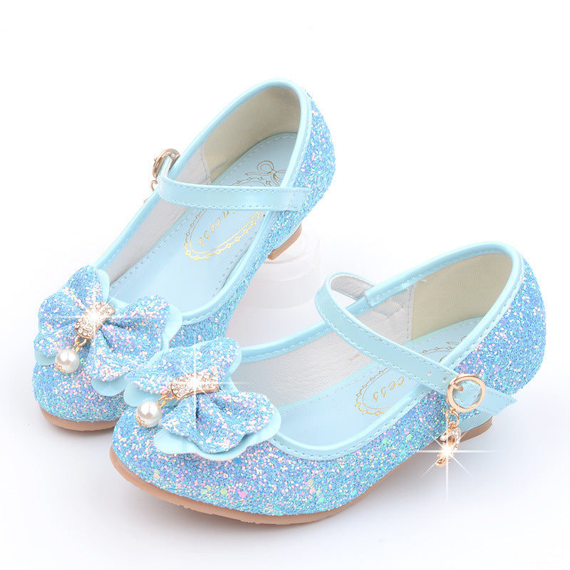 Girls Bow Pearl Heel Shoes