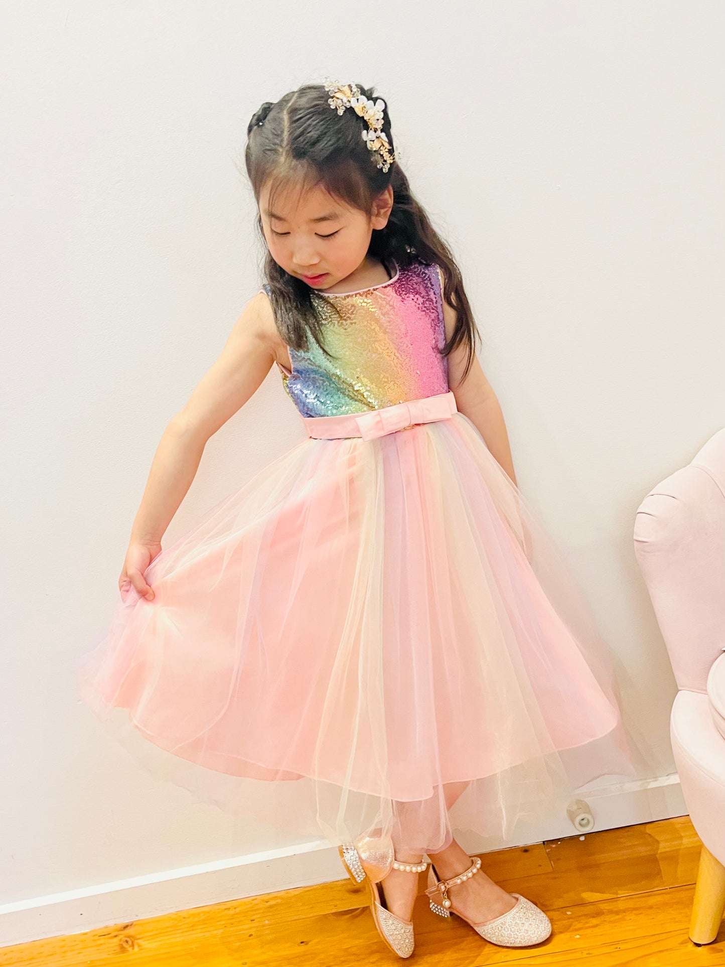 Sequins Tulle Flower Girl Dress