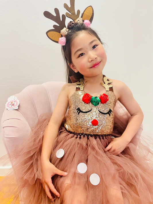 Christmas Sequins Reindeer Tutu Costume