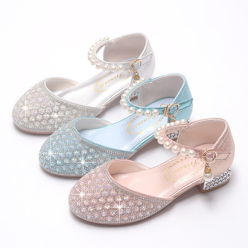 Crystal Girls Heel Shoes