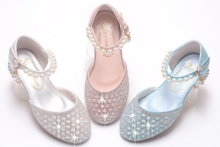 Crystal Girls Heel Shoes