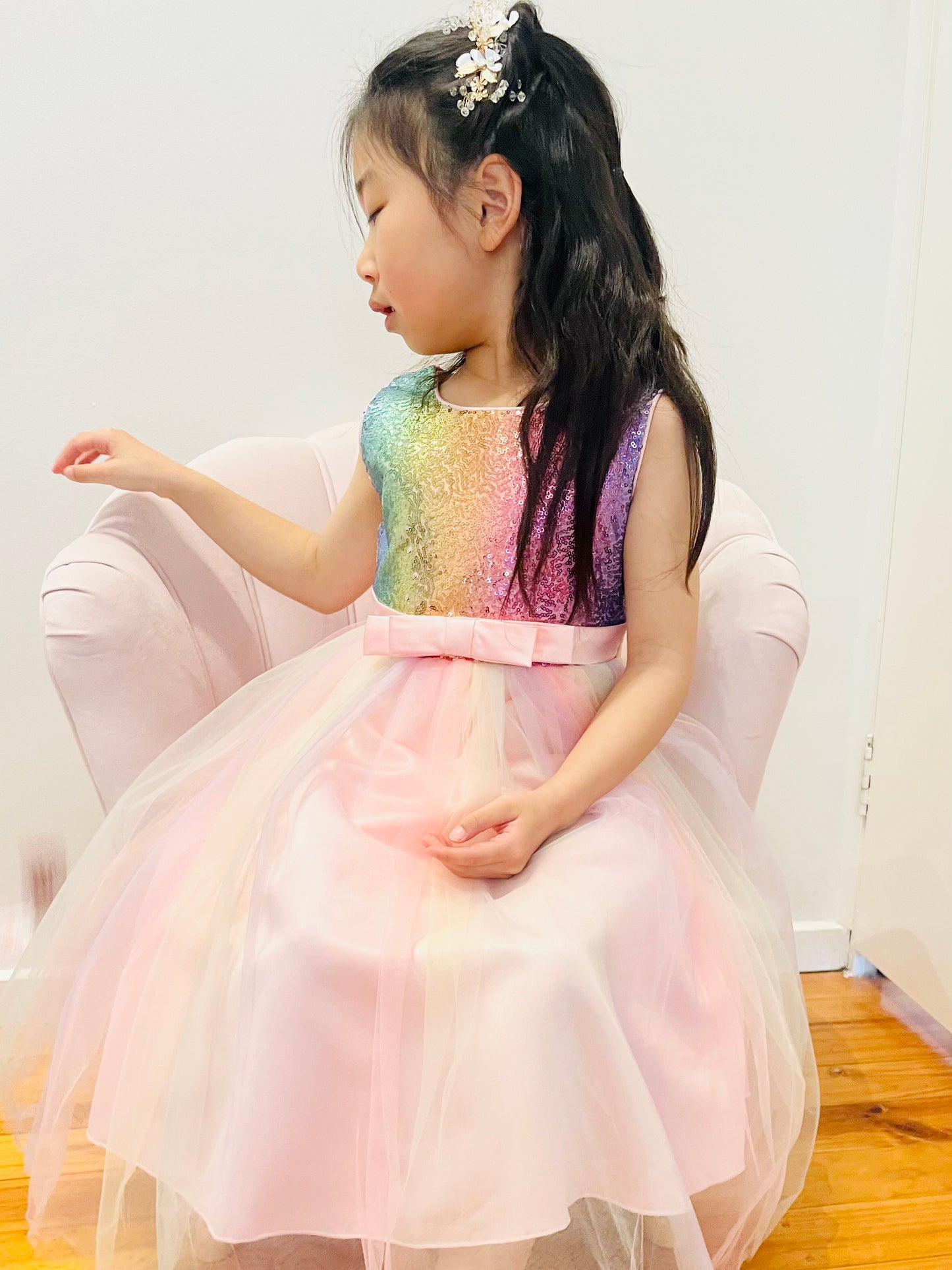 Sequins Tulle Flower Girl Dress