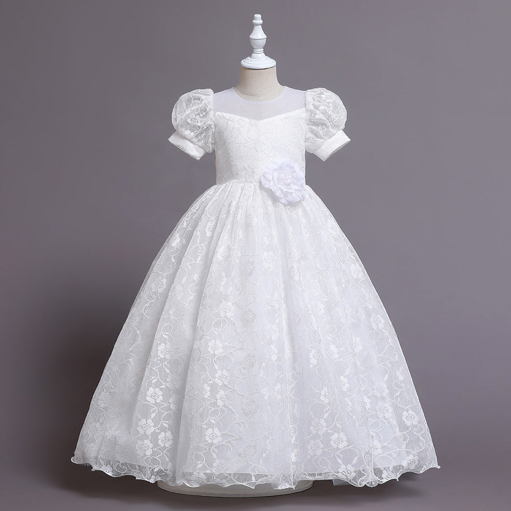 Embroidery Tulle Flower Girl Dress