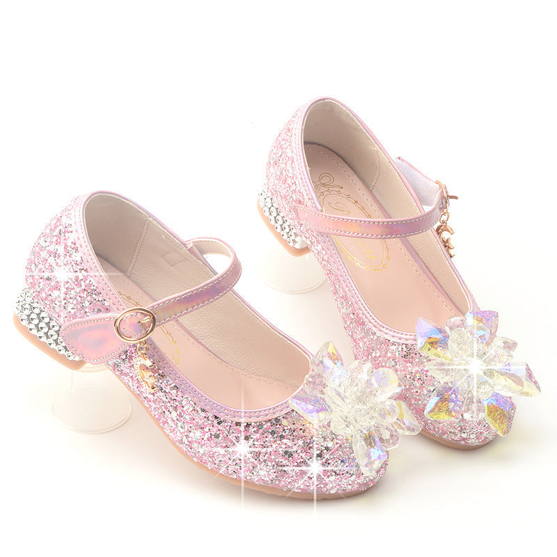 Girls Crystal Heel Shoes