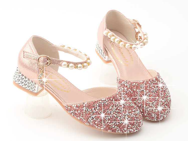 Sequins Girls Heel Shoes