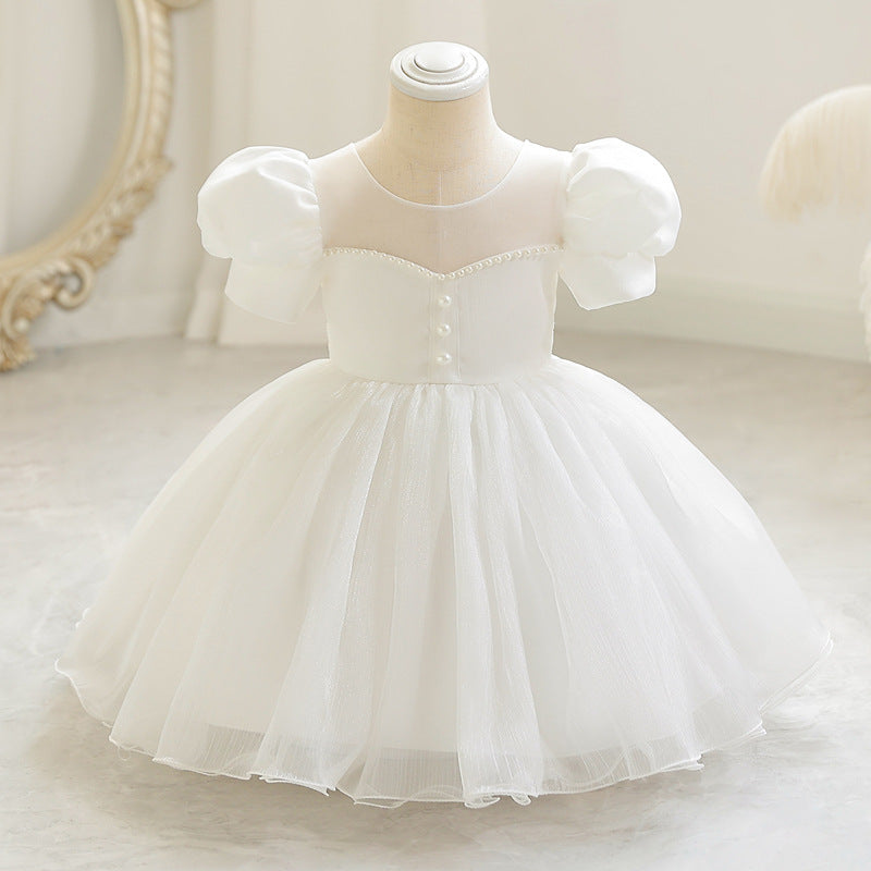 Puff Sleeves Flower Girl Dress