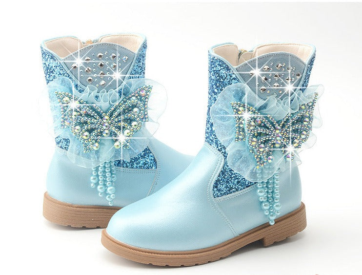 Girl Bling Butterfly Boots (Pink)