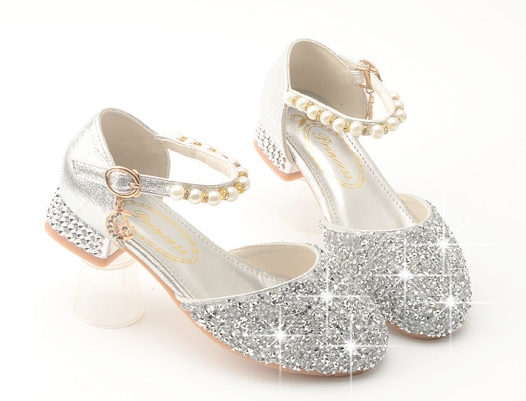 Sequins Girls Heel Shoes