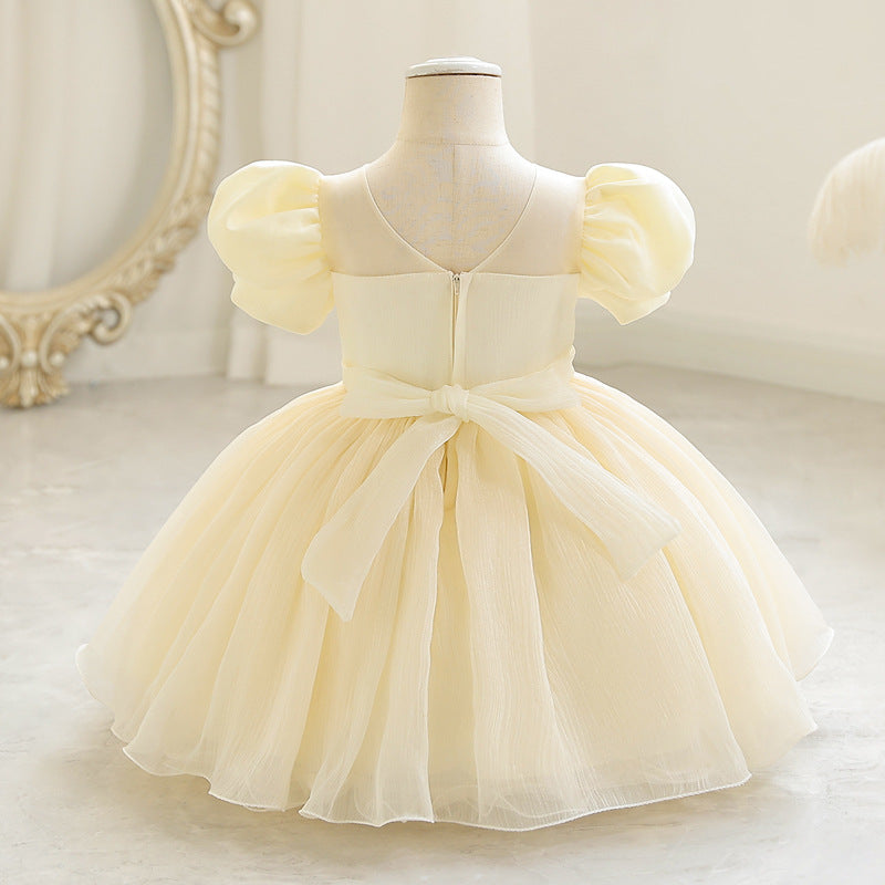 Puff Sleeves Flower Girl Dress