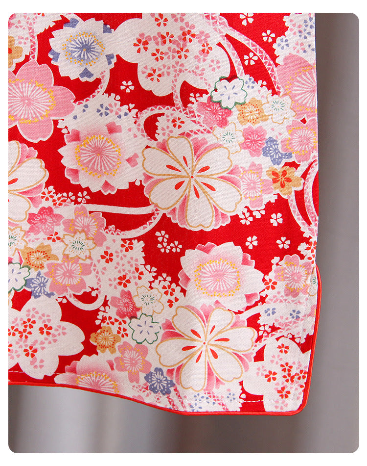 Cotton Girls Cheongsam (Red Flower)