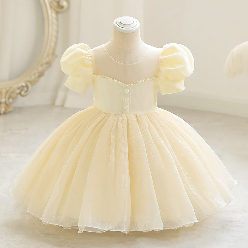 Puff Sleeves Flower Girl Dress