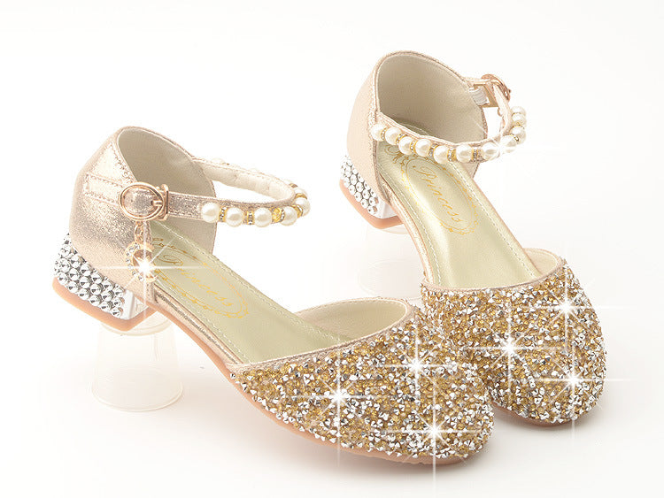 Sequins Girls Heel Shoes