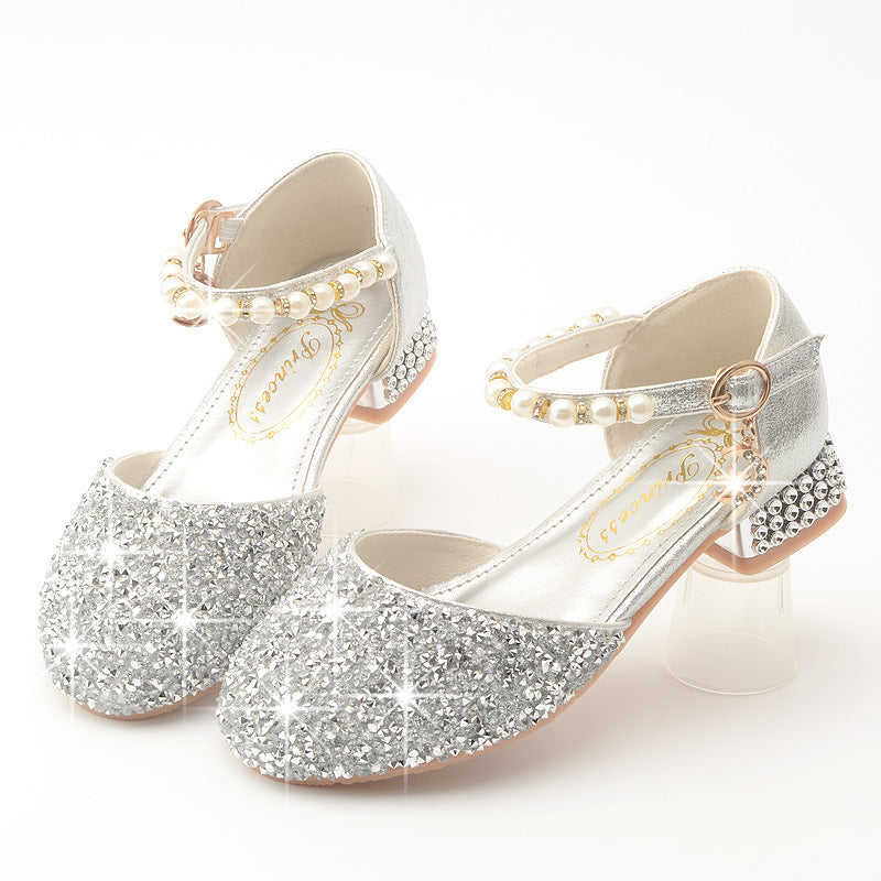 Sequins Girls Heel Shoes