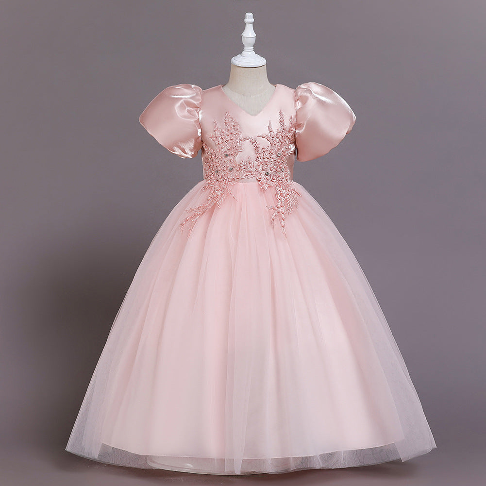 Puff sleeves Flower Girl Dress