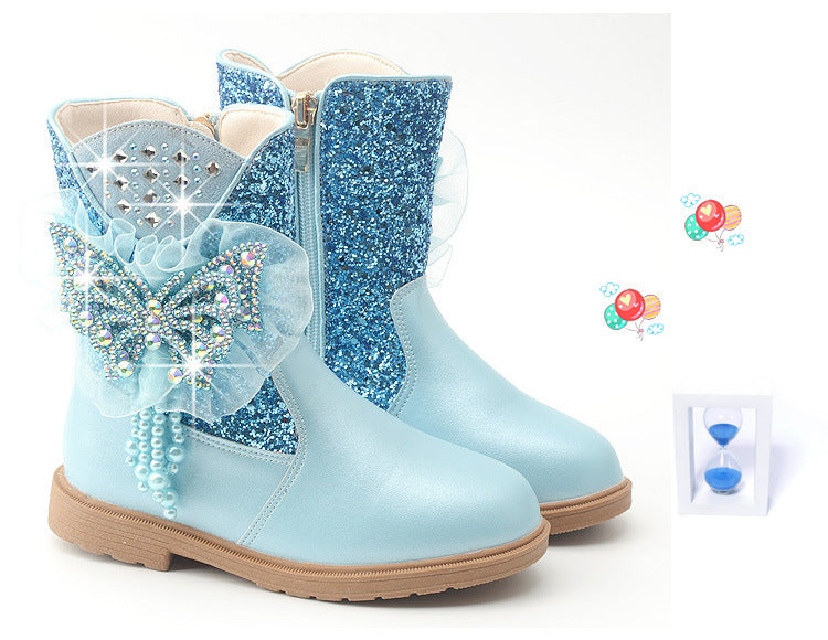 Girl Bling Butterfly Boots (Pink)