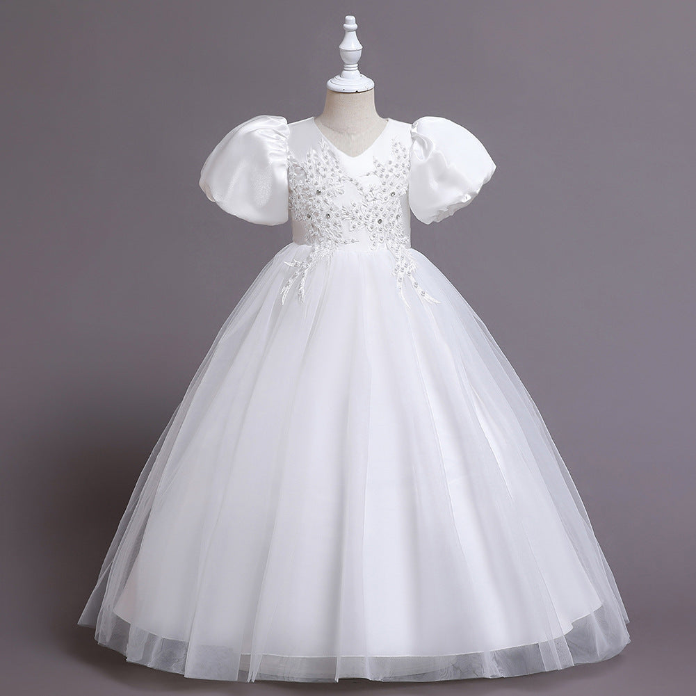 Puff sleeves Flower Girl Dress