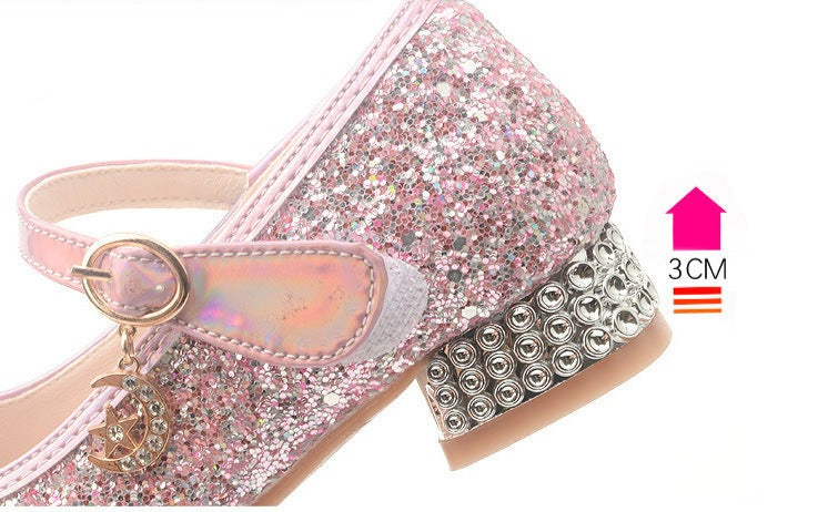 Girls Sequins Heel Shoes