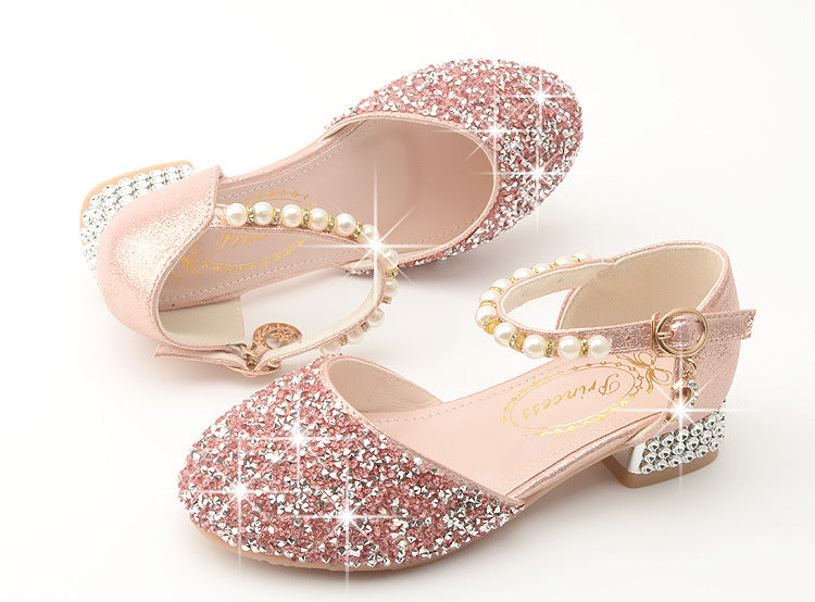 Sequins Girls Heel Shoes