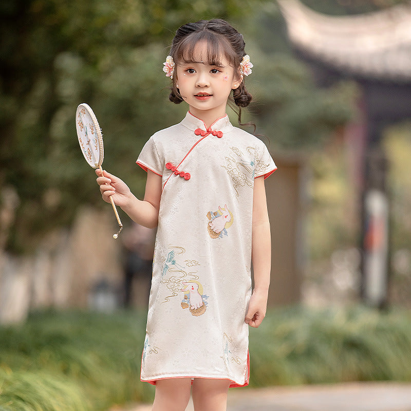 Satin Rabbit Girls Cheongsam