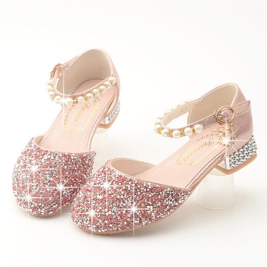 Sequins Girls Heel Shoes