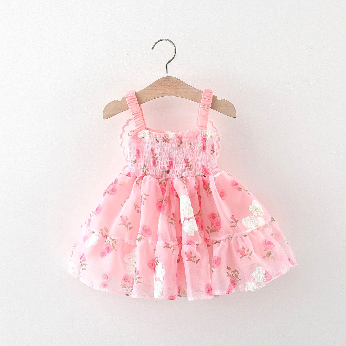 Pink Flower Baby Dress with Butterfly Wings