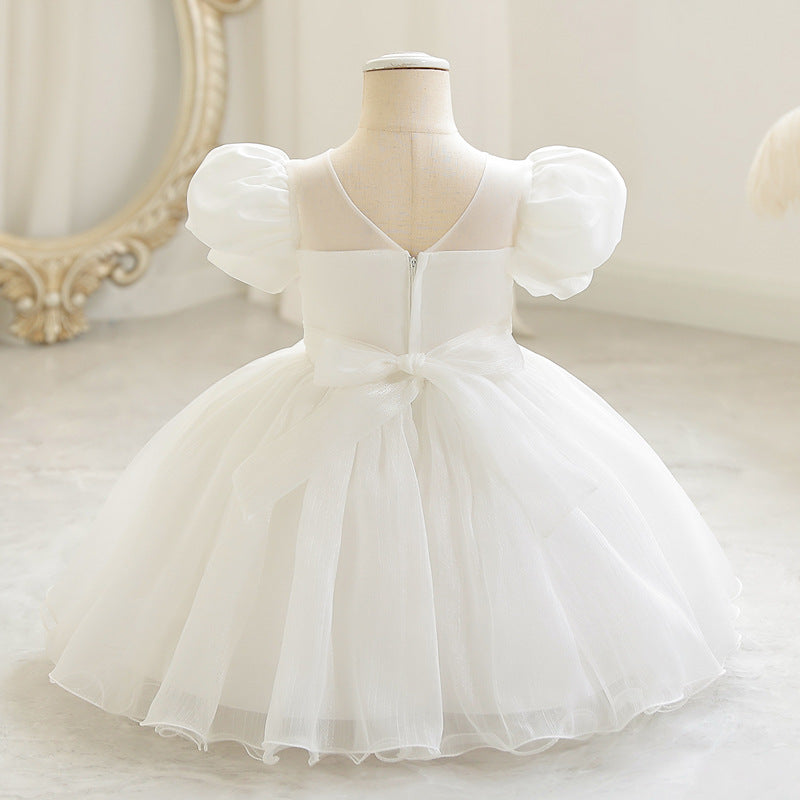 Puff Sleeves Flower Girl Dress