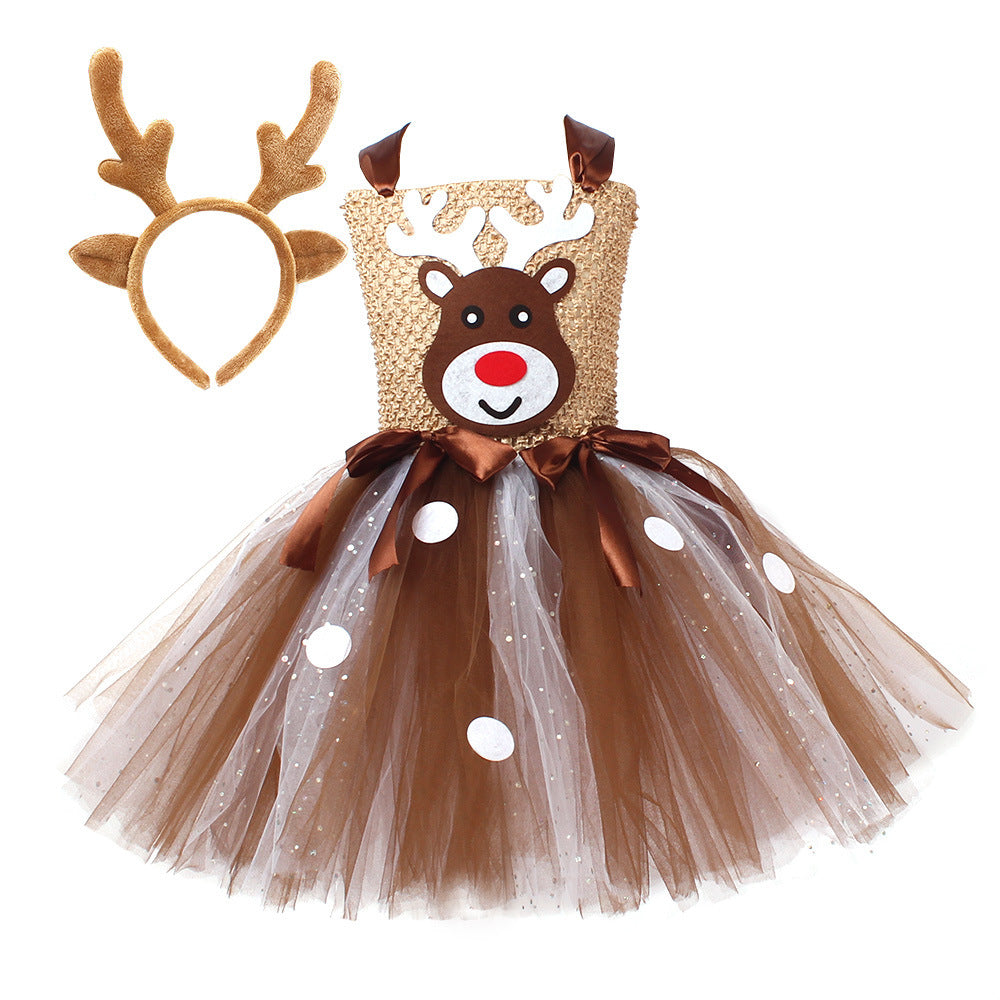 Christmas Sequins Reindeer Tutu Costume