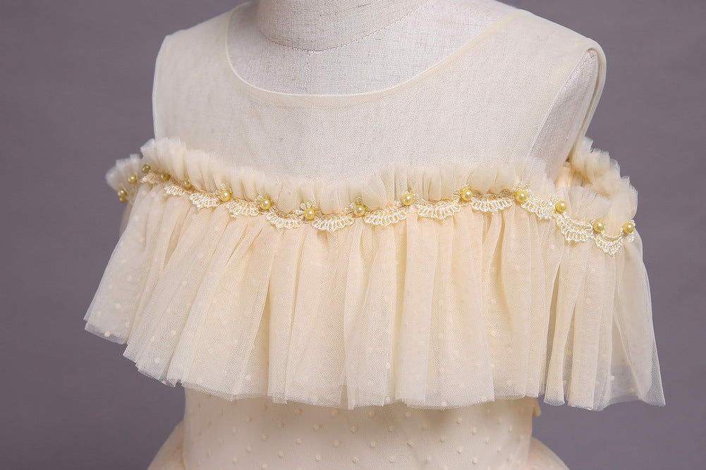 Shoulder off Tulle Flower Girl Dress